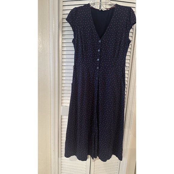 Boden Polka Dot Button Up Dress Cap Sleeves Women's US Size 6R Summer Cotton - Picture 1 of 8
